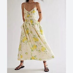 Free People Seaside Rose Cream and Yellow Floral SKIRT ONLY